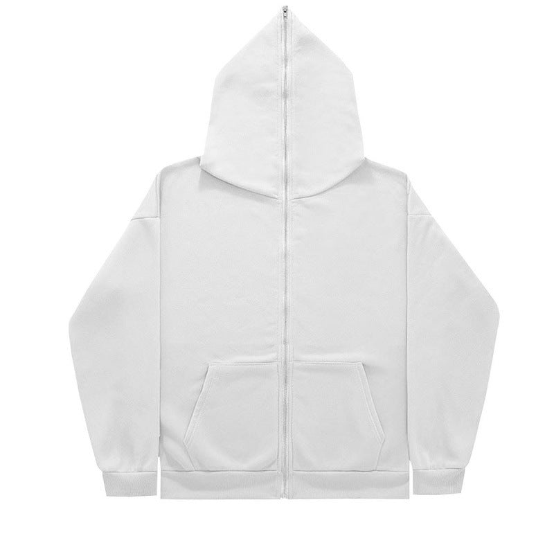 Unisex Minimally Structured Hoodie Zipper with Pointed Hood, Kangaroo Pocket and Reinforced Cuffs