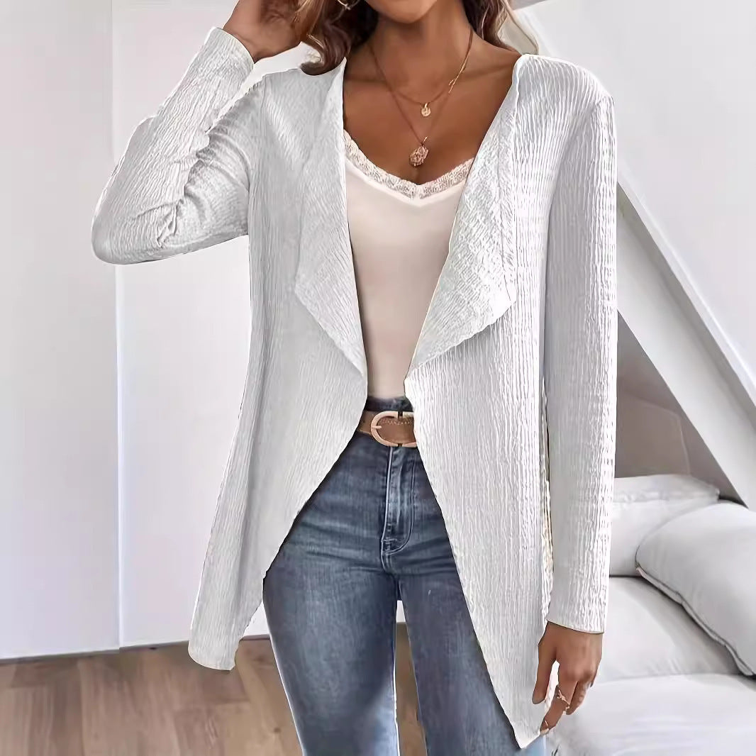 Women's Waterfall Blazer made of Crinkle Structure, Lightweight and Open