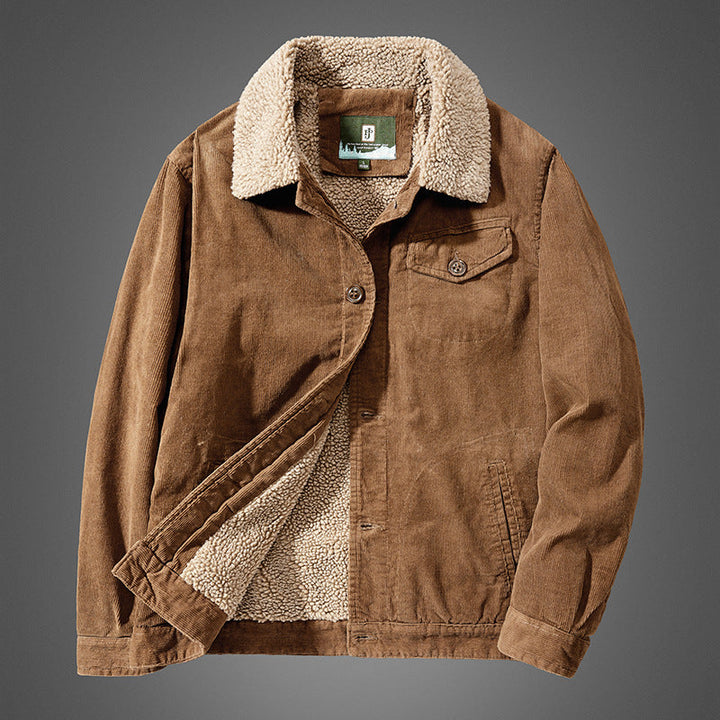 Men's Comfortable Cord Jacket with Teddy Lining
