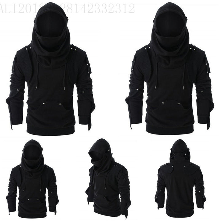 Men's Stylish Hoodie with Innovative Collar and Practical Pockets