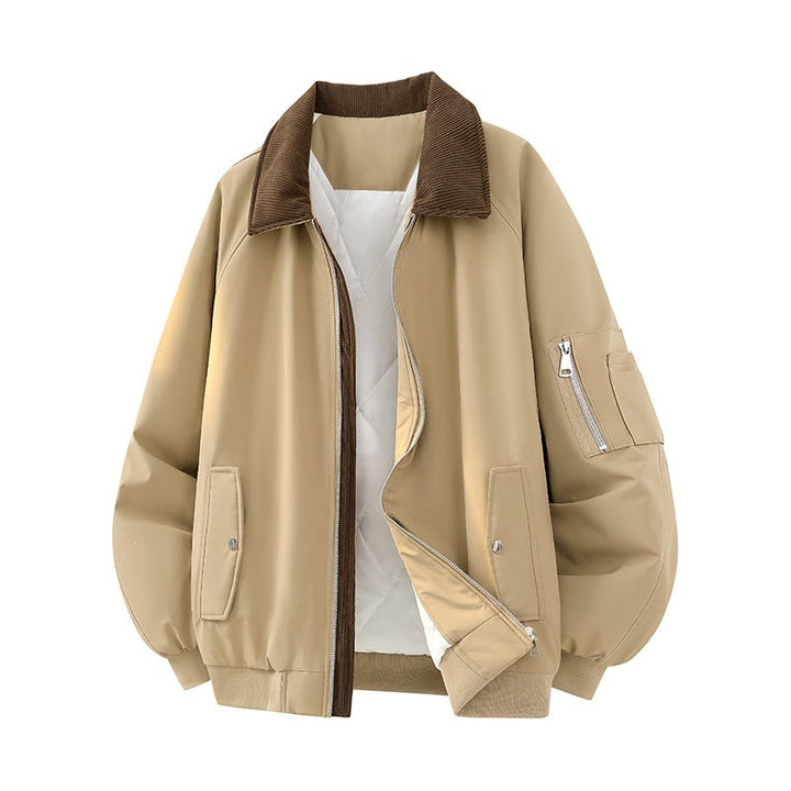 Men's Oversized Bomber Jacket with Quilted Thermal Inner Filling, Checked Inner Collar & Arm Pocket