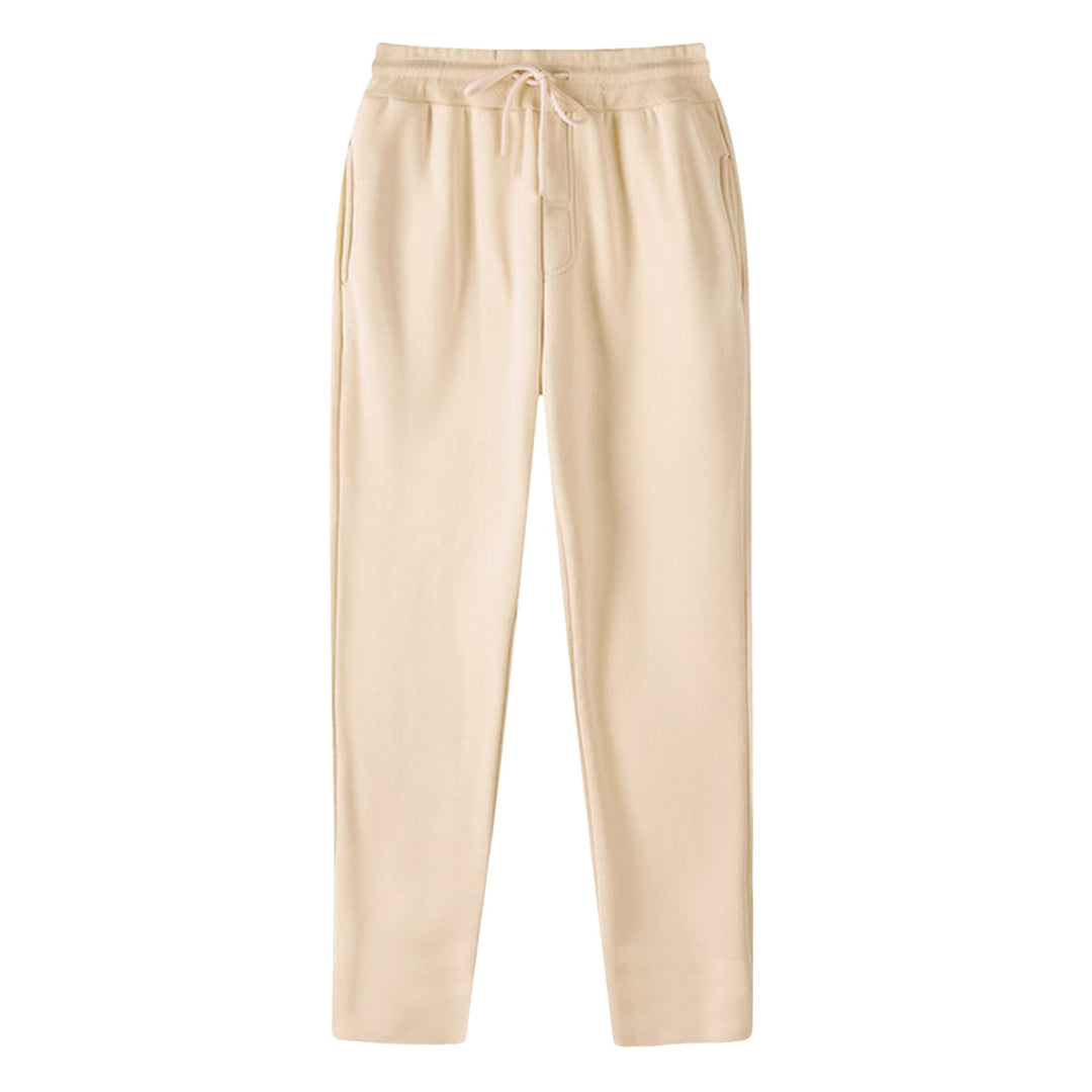 Men's Straight-cut Sweatpants made of Mottled Cotton Blend with Elastic Waistband, Drawstring, and Side Pockets