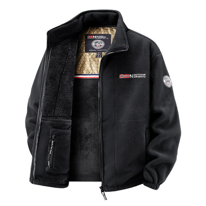 Women's Thermal Fleece Jacket with Warming Teddy Lining, Stand-up Collar, and Zipper Pockets
