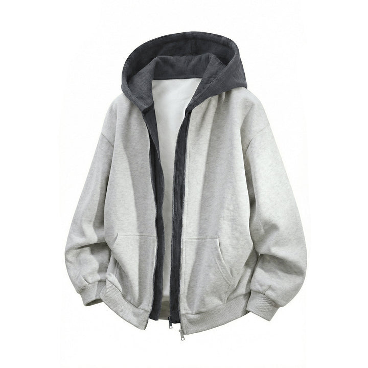 Unisex Oversized Hoodie with Double Zipper and Kangaroo Pocket
