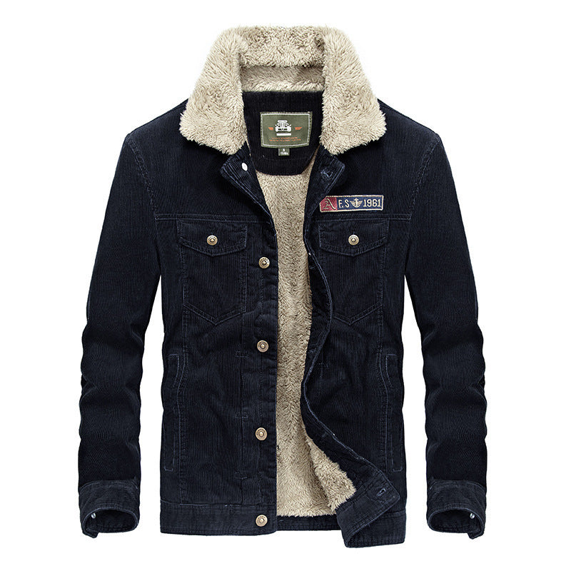 Men's Trucker Cord Jacket with Teddy Lining and Patch Chest Pockets