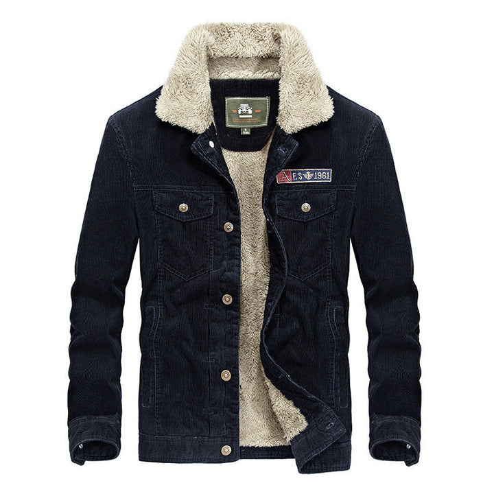 Men's Trucker Cord Jacket with Teddy Lining and Patch Chest Pockets