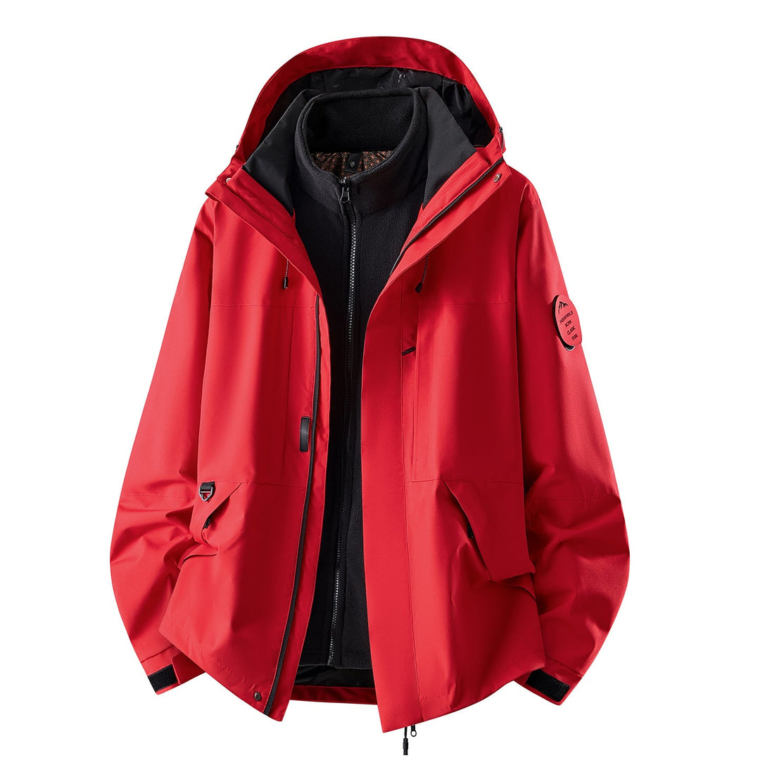 Women's Three-piece Waterproof Outdoor Jacket with Removable Fleece Inner Layer