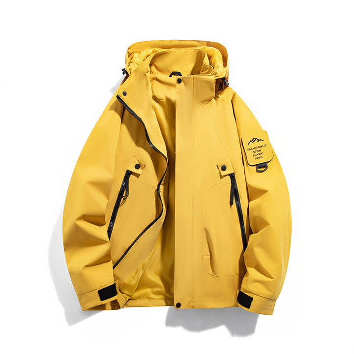 Men's Wind and Waterproof Functional Parka with Zippered Pockets and Adjustable Hood