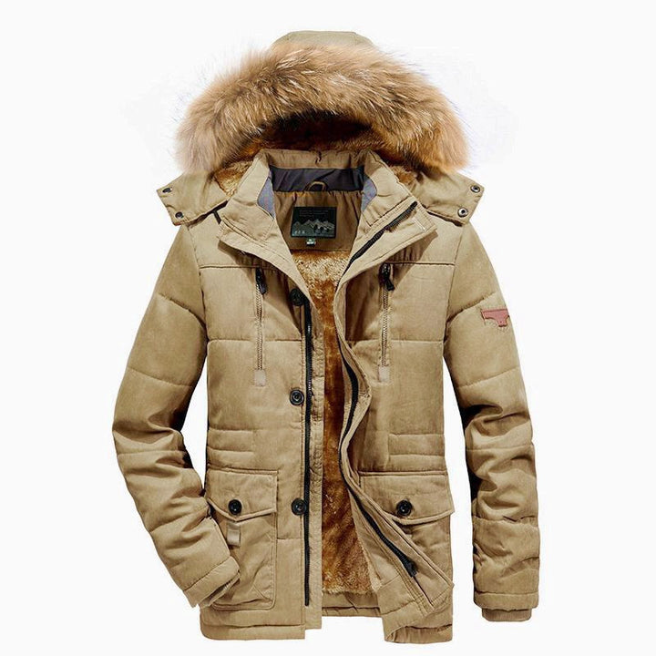 Men's Arctic Utility Parka with Full Teddy Lining, Two-way Zipper and Detachable Fur Hood