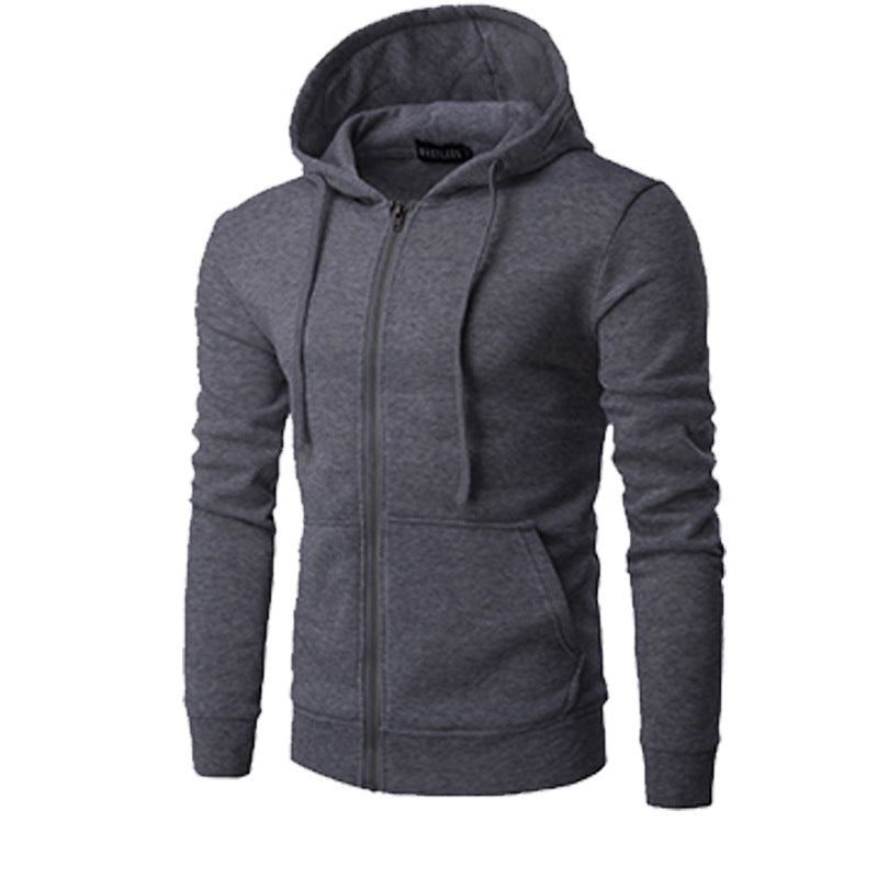 Men's Slim-fit Zip Hoodie Jacket with Soft Fleece Lining and Kangaroo Pockets