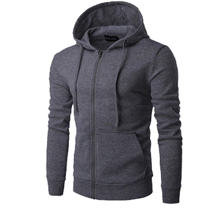 Men's Slim-fit Zip Hoodie Jacket with Soft Fleece Lining and Kangaroo Pockets