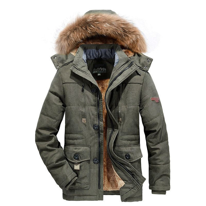 Men's Arctic Utility Parka with Full Teddy Lining, Two-way Zipper and Detachable Fur Hood