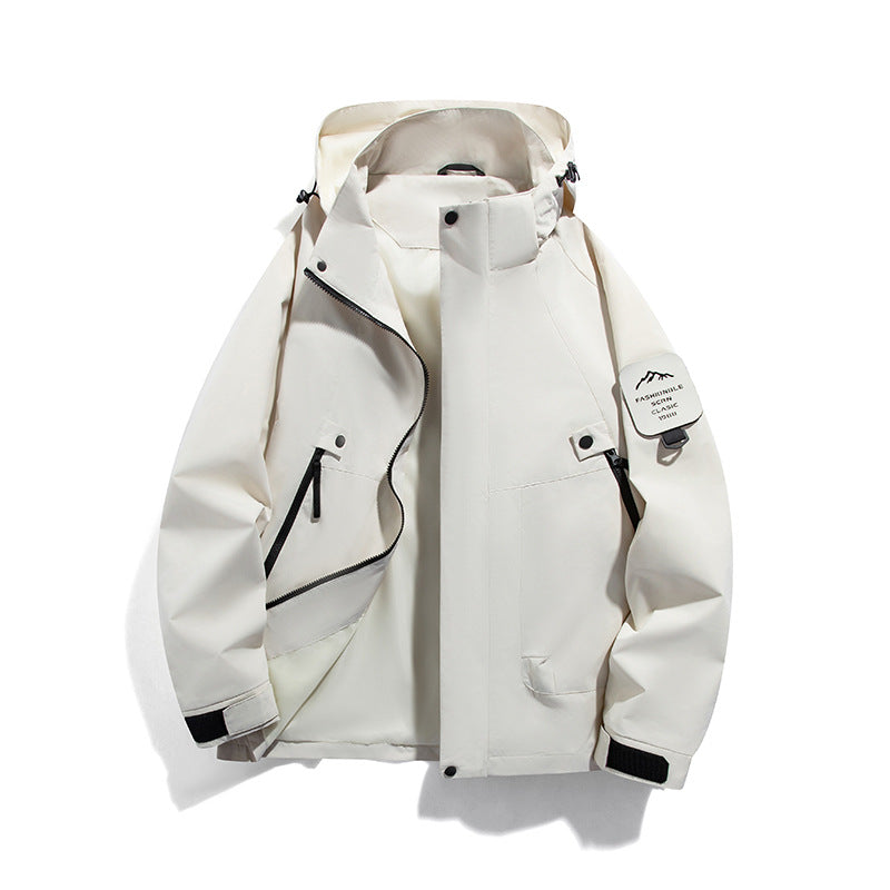 Men's Wind and Waterproof Functional Parka with Zippered Pockets and Adjustable Hood