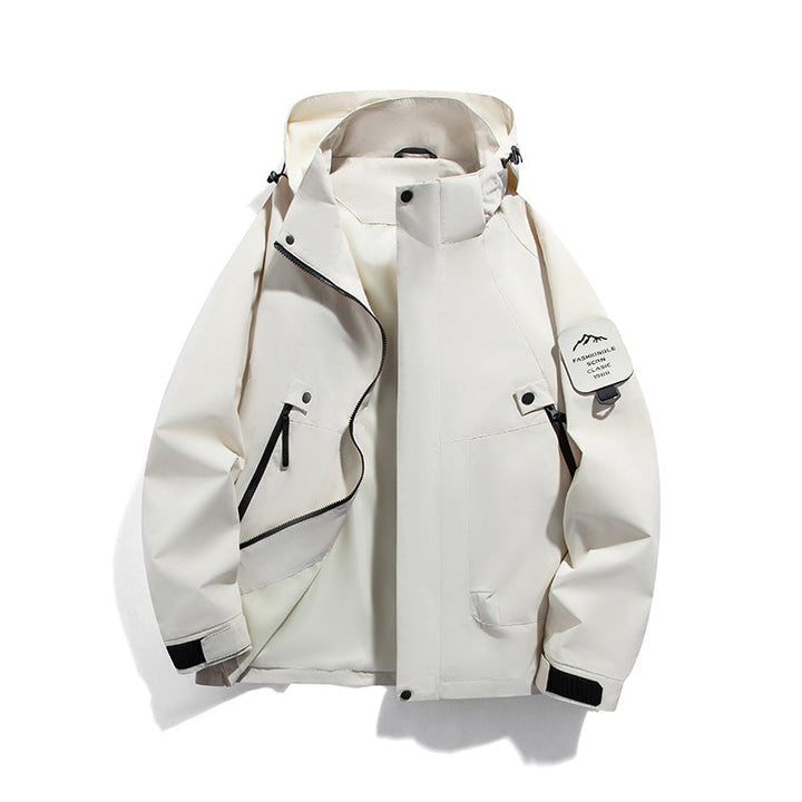 Men's Wind and Waterproof Functional Parka with Zippered Pockets and Adjustable Hood