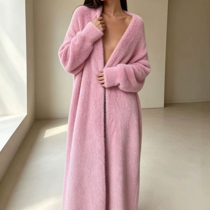 Women's Long Oversized Maxi Knit Cardigan with Open Front