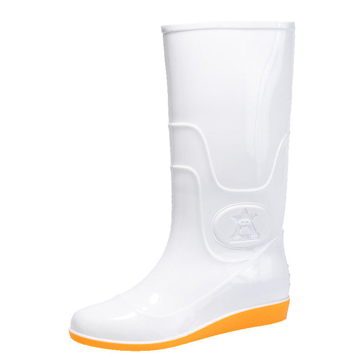 Women Shiny Mid-height Rain Boots made of PVC with a Lightweight Wedge Heel