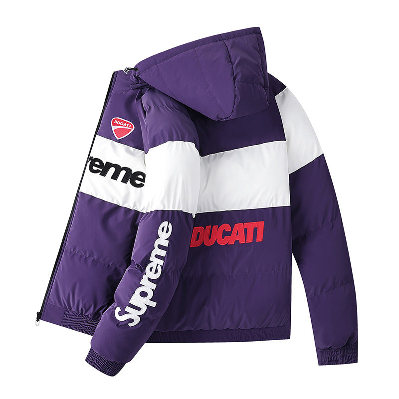Men's Fashion Transitional Jacket with High Collar and Colorful Accents