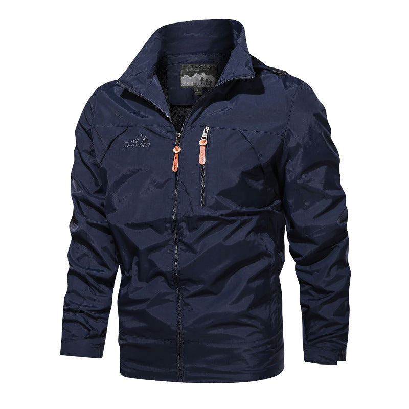 Men's Lightweight Outdoor Jacket Windbreaker with Water-repellent Coating and Breathable Mesh Lining