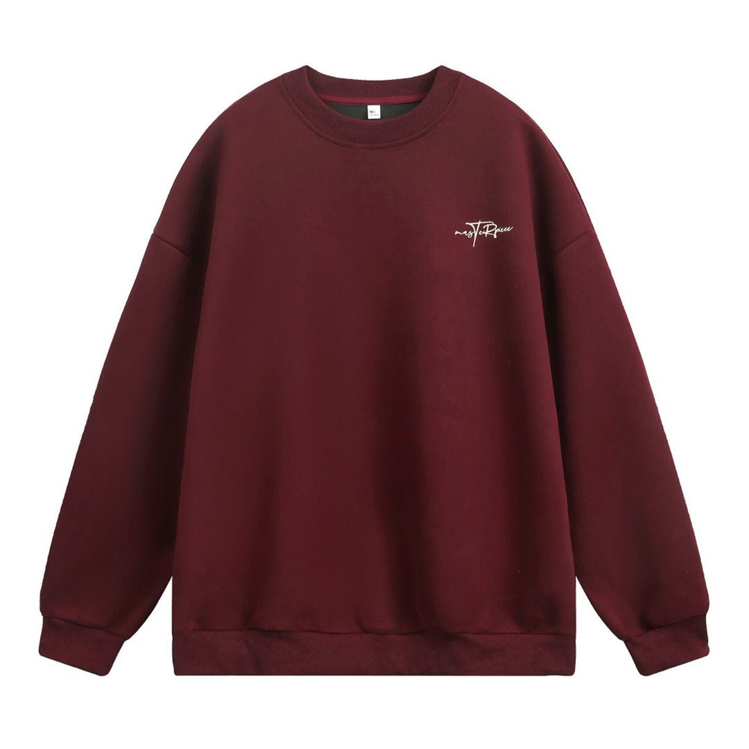 Unisex Boxy Sweatshirt with Minimal Script Embroidery and Ribbed Hem