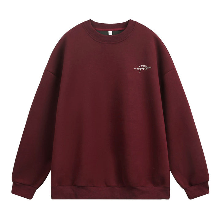 Unisex Boxy Sweatshirt with Minimal Script Embroidery and Ribbed Hem