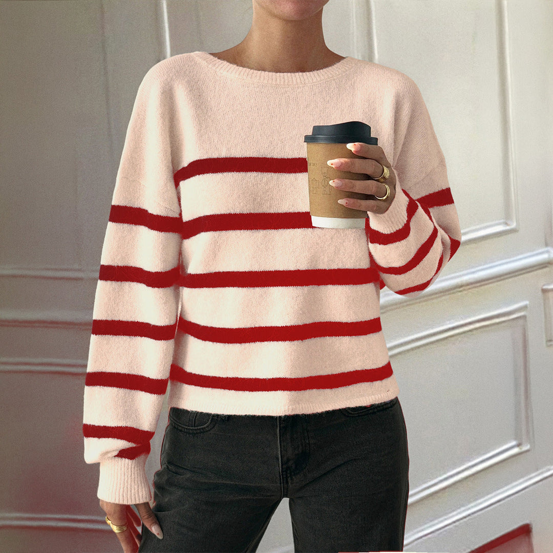 Women's Oversized Mohair Knit Sweater with Wide Carmen Boat Neckline and Fluffy Texture