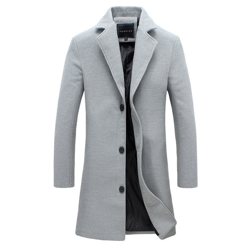 Men's Slim Chesterfield Coat with Classic Lapels, Quilted Lining and Side Pockets
