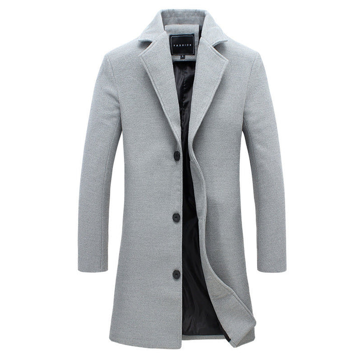 Men's Slim Chesterfield Coat with Classic Lapels, Quilted Lining and Side Pockets