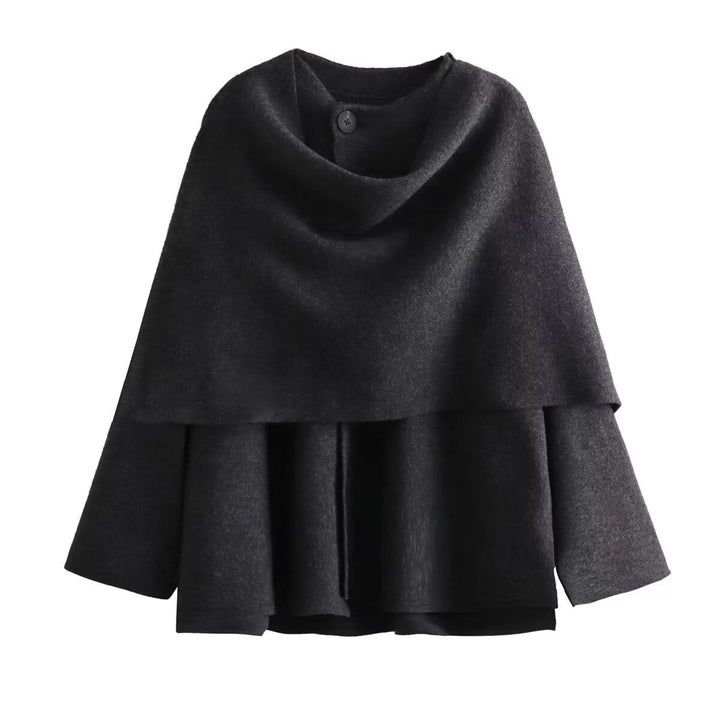 Women Asymmetrical Poncho-like Jacket made of Soft Material