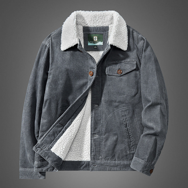 Men's Comfortable Cord Jacket with Teddy Lining