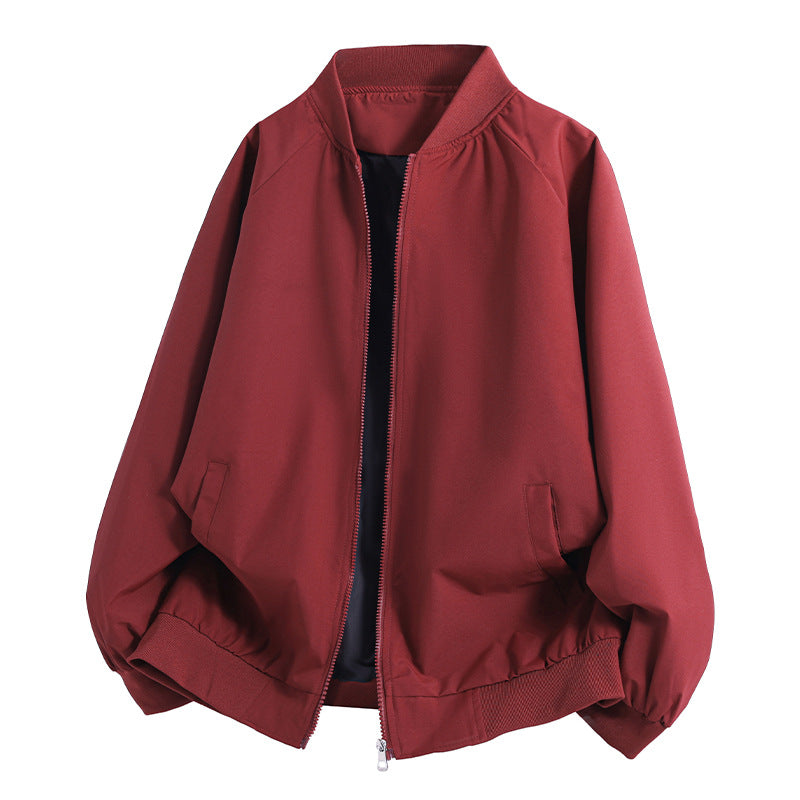 Men's Lightweight Oversized Blouson Bomber Jacket with Raglan Sleeves, Two-Way Zipper and Insert Pockets