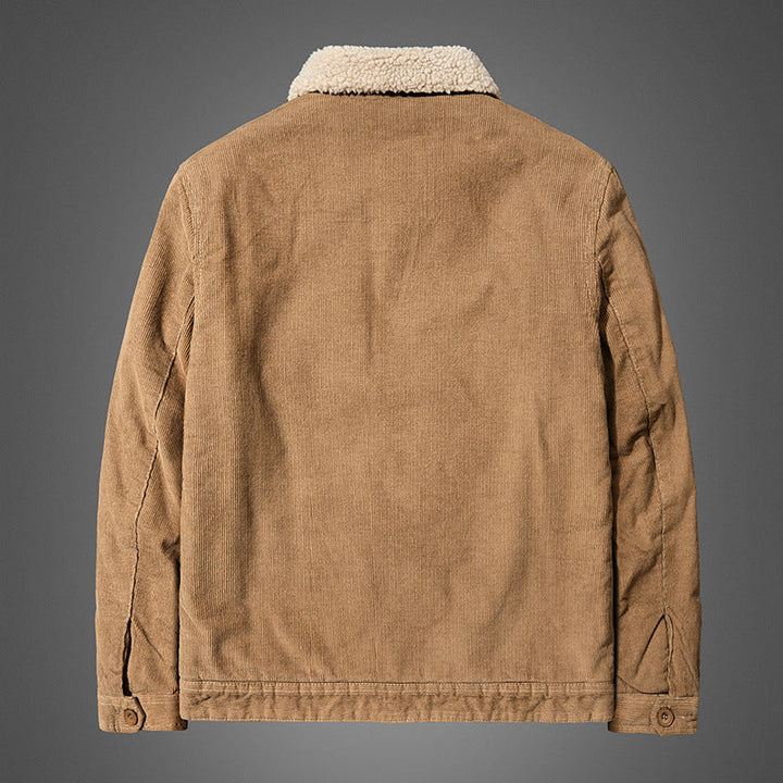 Men's Comfortable Cord Jacket with Teddy Lining