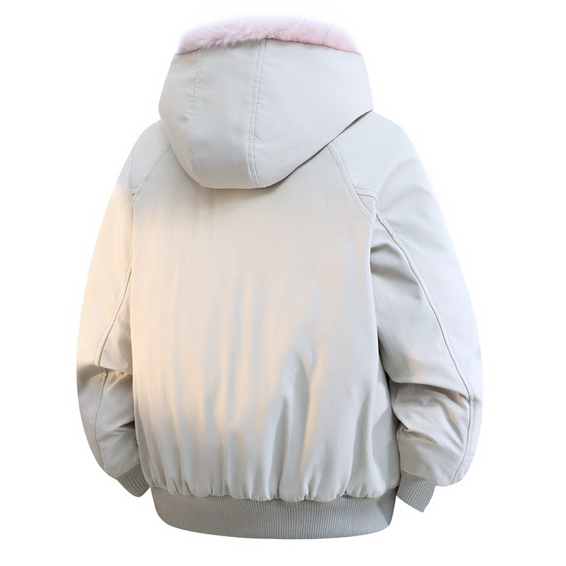 Men's Padded Bomber Jacket with Faux Fur Hood & Thermal Lining