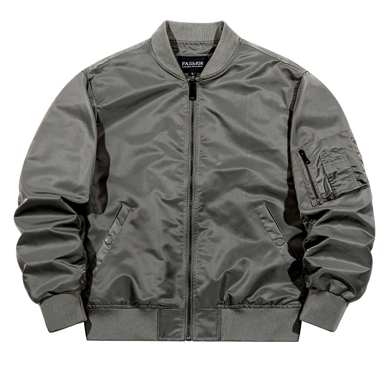 Men's Matte-shell Insulated Bomber Jacket with Reinforced Sleeve Zip Pocket and Snap-flap Hand Pockets