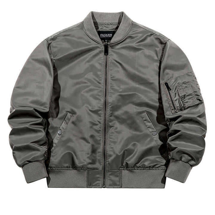 Men's Matte-shell Insulated Bomber Jacket with Reinforced Sleeve Zip Pocket and Snap-flap Hand Pockets