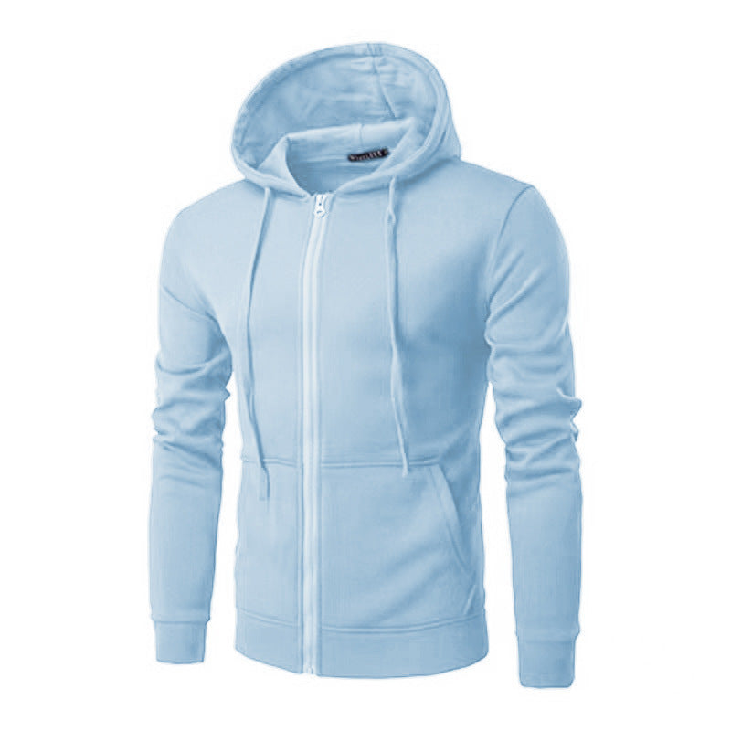 Men's Slim-fit Zip Hoodie Jacket with Soft Fleece Lining and Kangaroo Pockets