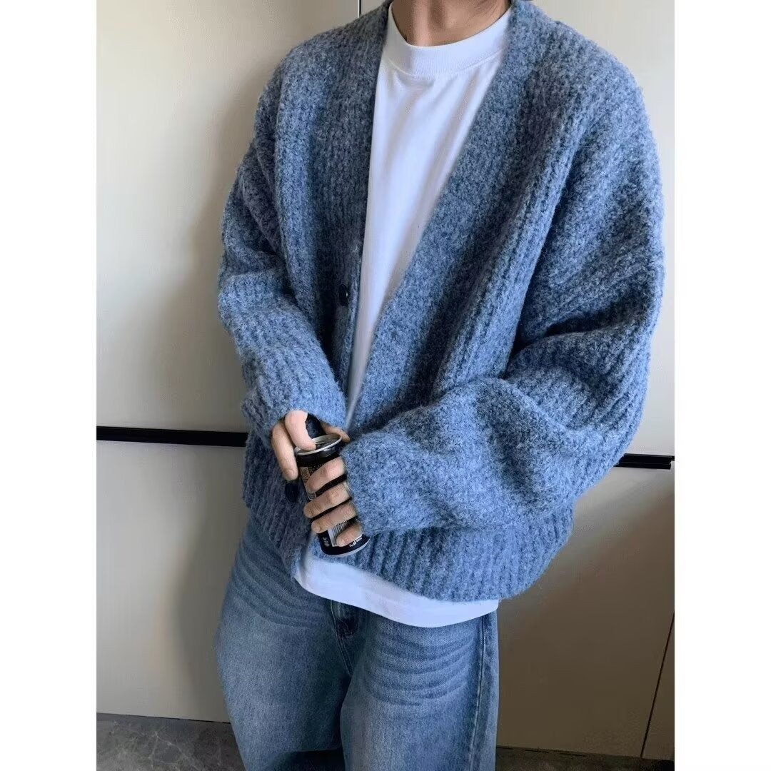Men's Fashionable Oversized Cardigan with Button Closure