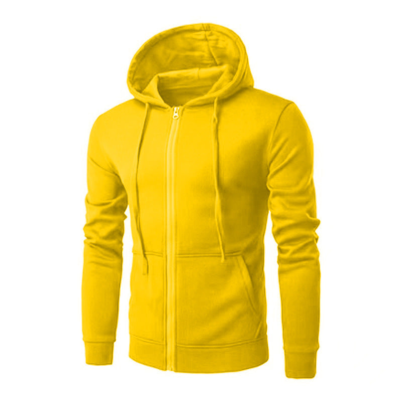 Men's Slim-fit Zip Hoodie Jacket with Soft Fleece Lining and Kangaroo Pockets