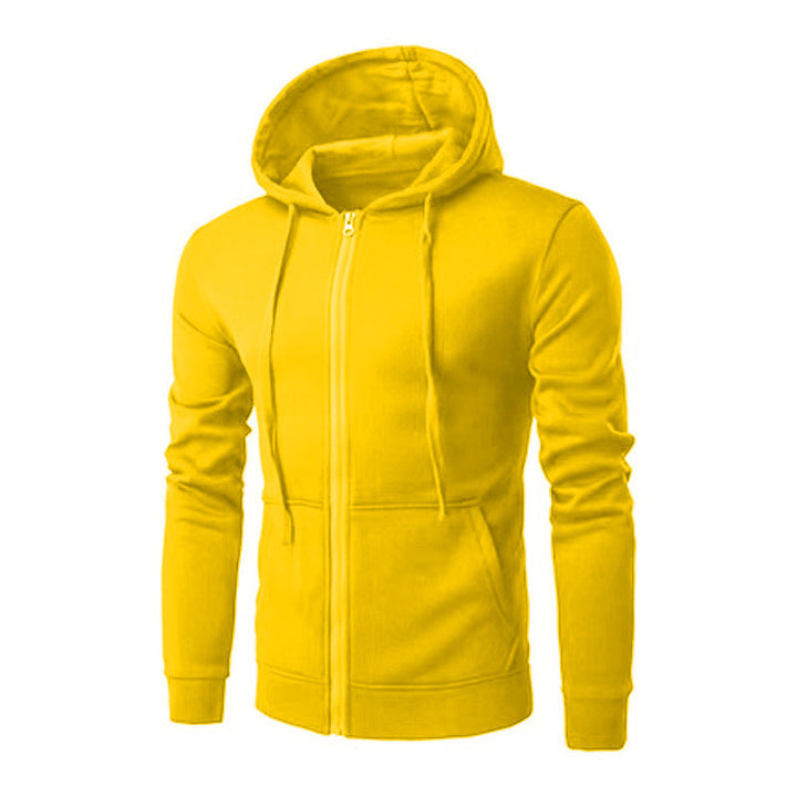 Men's Slim-fit Zip Hoodie Jacket with Soft Fleece Lining and Kangaroo Pockets