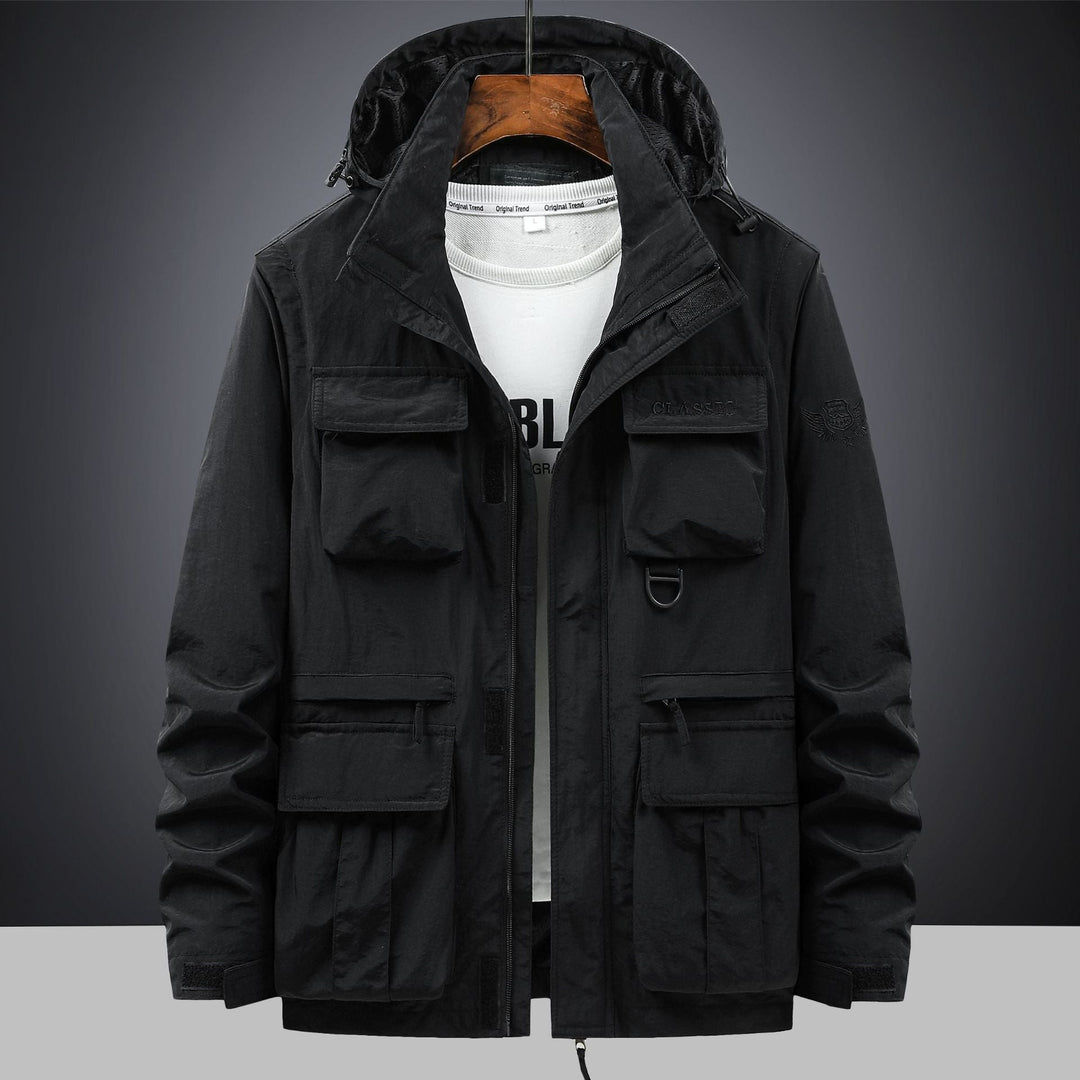 Men's Tactical Hooded Field Parka with Multi-pocket Utility Front and D-ring