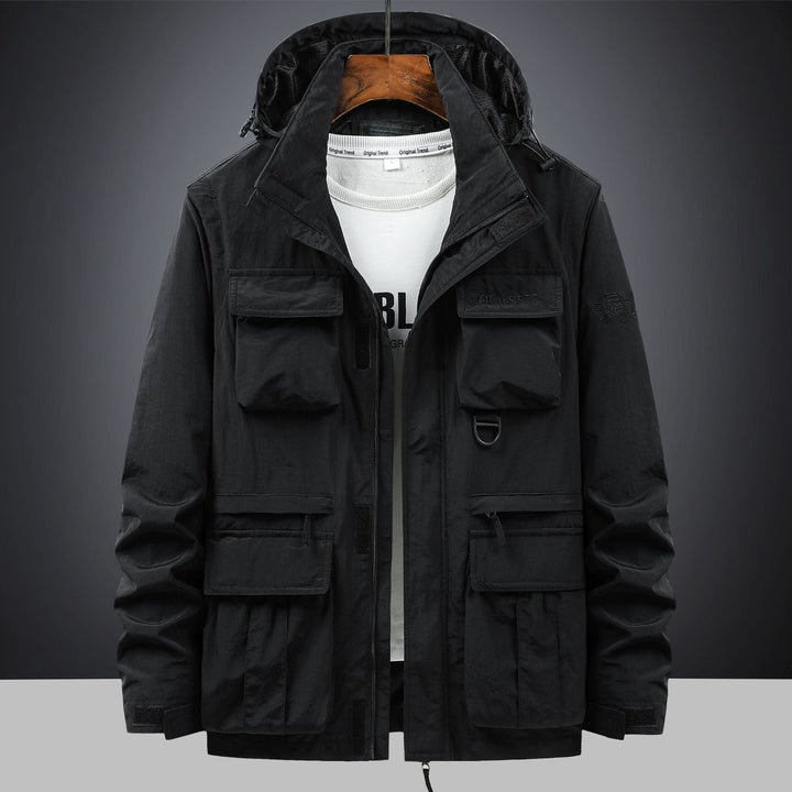 Men's Tactical Hooded Field Parka with Multi-pocket Utility Front and D-ring