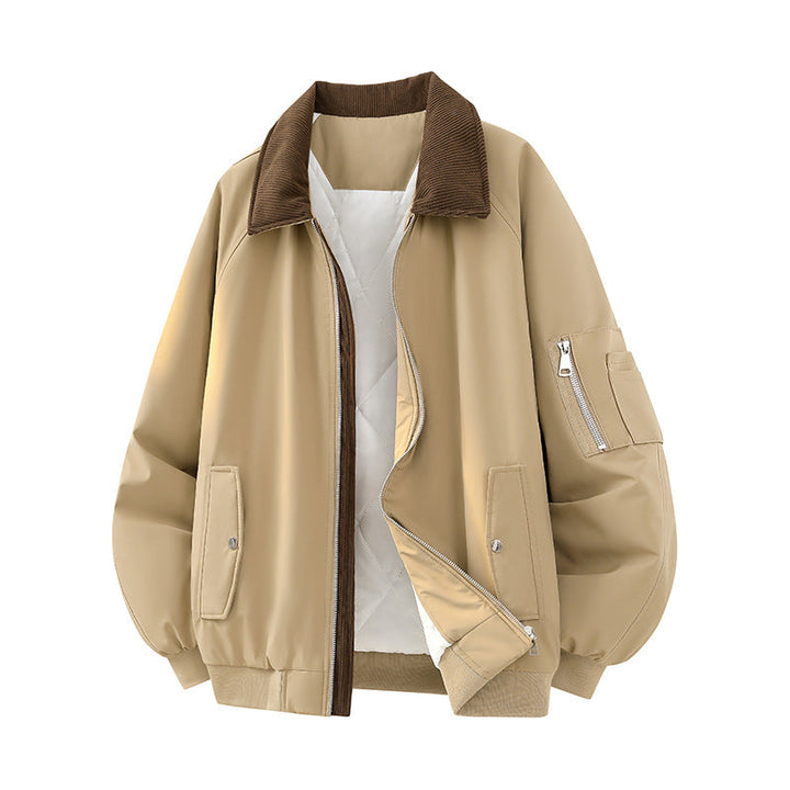 Men's Oversized Bomber Jacket with Quilted Thermal Inner Filling, Checked Inner Collar & Arm Pocket