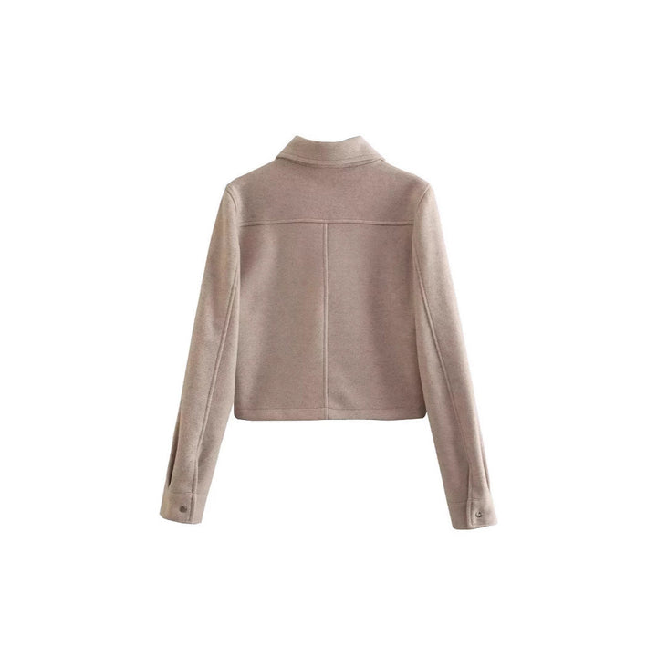 Women's Short Wool Jacket in Classic Style with Patch Pockets