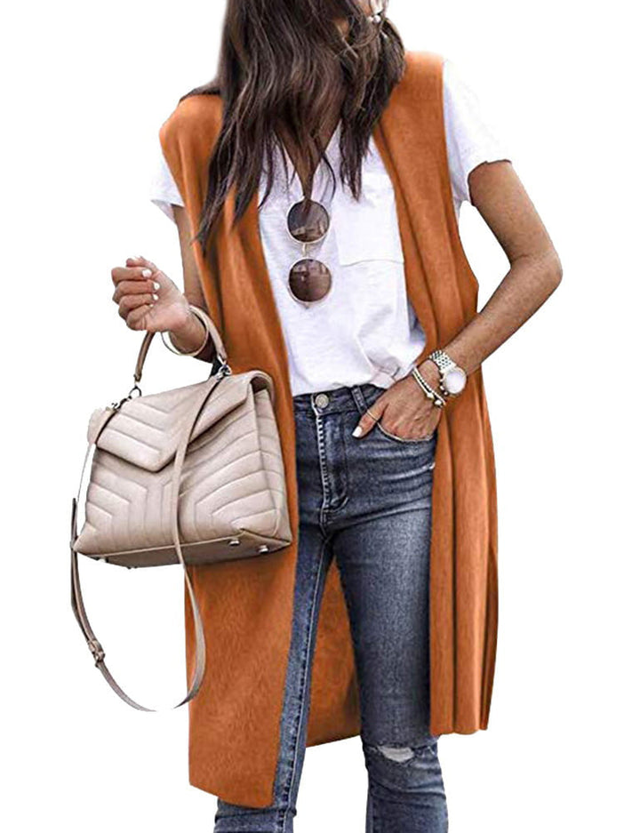 Women's Knit Vest in a Casual Oversized Design with Open Fronts and Short Sleeve Length