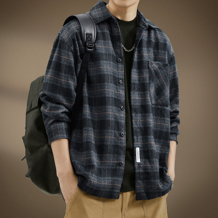 Men's Casual Checkered Pattern Shirt Jacket