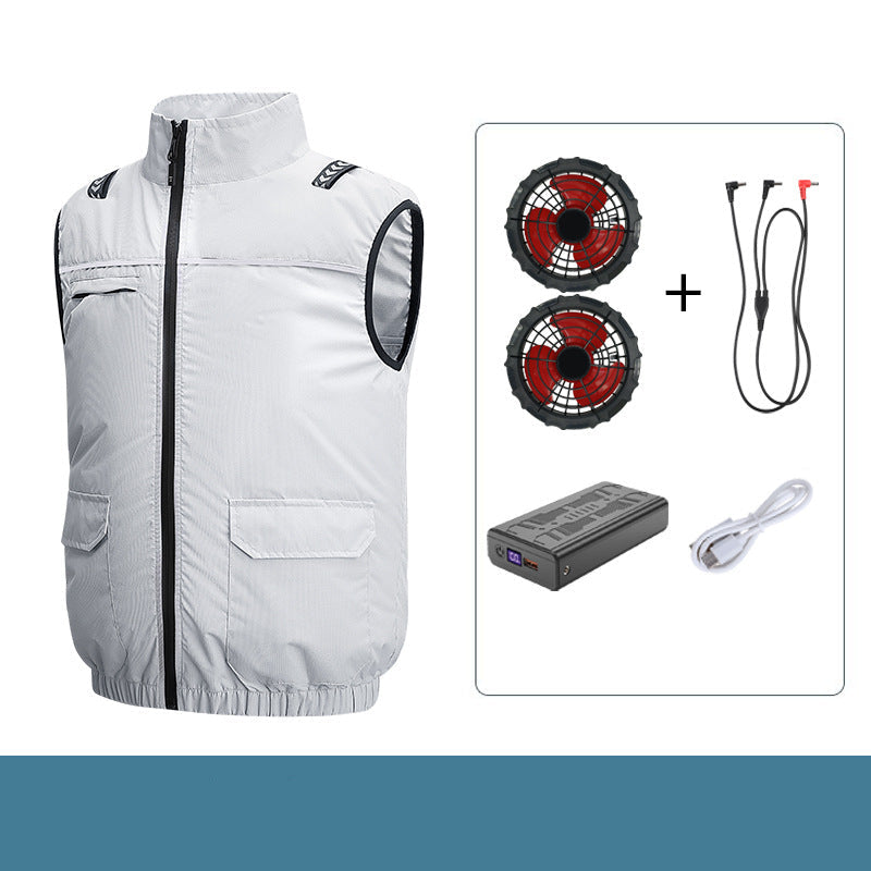 Unisex Lightweight Cooling Work Vest with Integrated Fans and External Battery