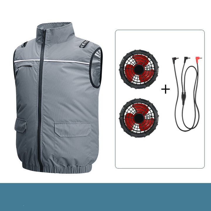 Unisex Lightweight Cooling Work Vest with Integrated Fans and External Battery