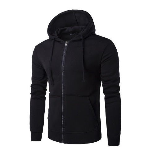 Men's Slim-fit Zip Hoodie Jacket with Soft Fleece Lining and Kangaroo Pockets