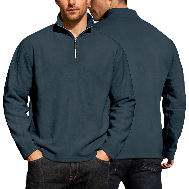 Men's Lightweight Microfleece Performance Pullover with Short Zipper Raglan Sleeves and Shaping Seams