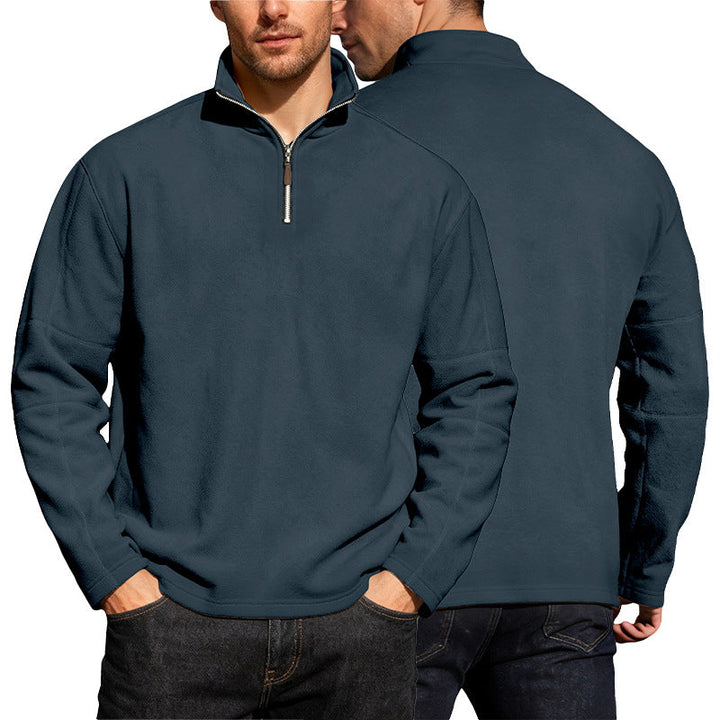 Men's Lightweight Microfleece Performance Pullover with Short Zipper Raglan Sleeves and Shaping Seams