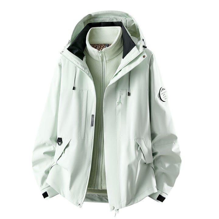 Women's Three-piece Waterproof Outdoor Jacket with Removable Fleece Inner Layer